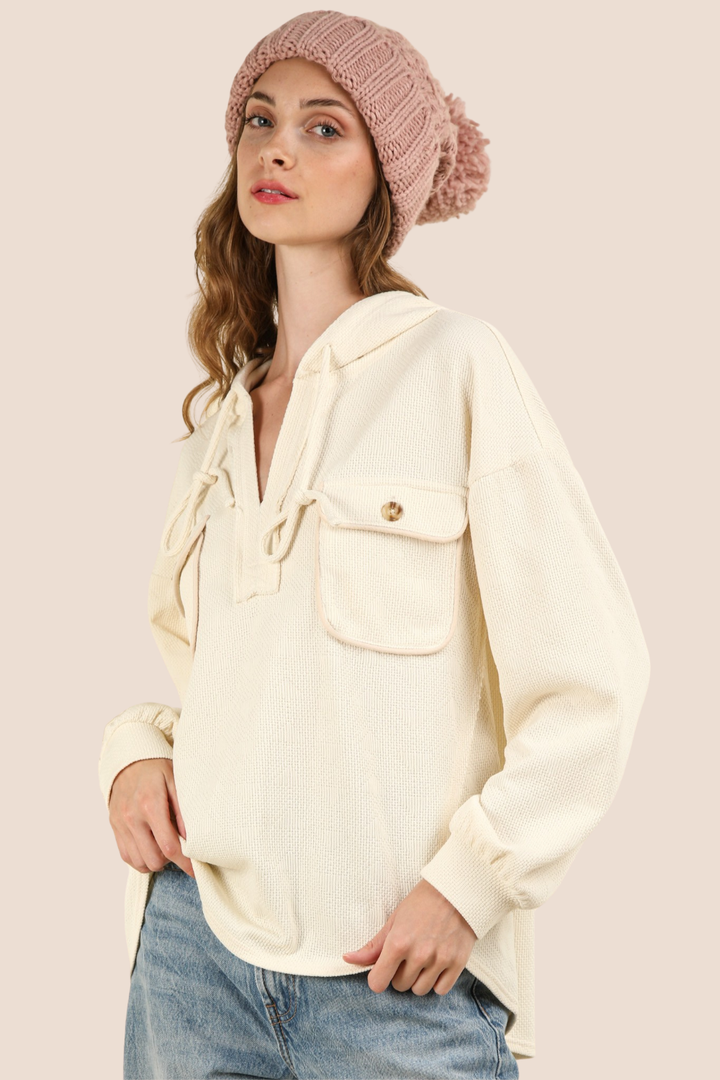 Lisa Oversized Hoodie Top with Patch Pockets