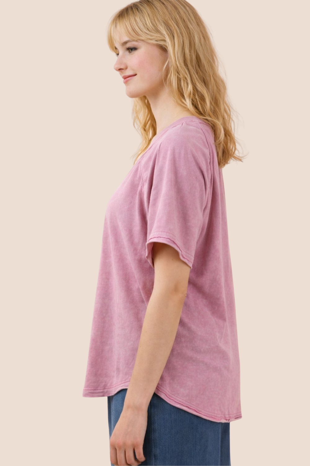 Sally V-Neck Mineral Washed Top
