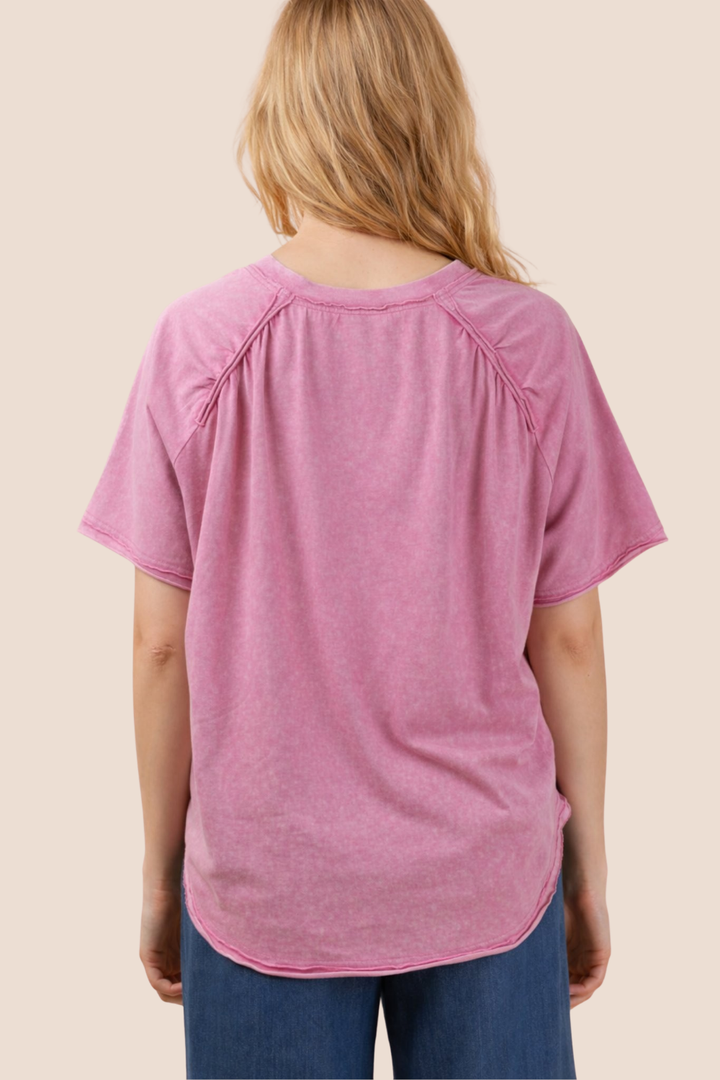 Sally V-Neck Mineral Washed Top