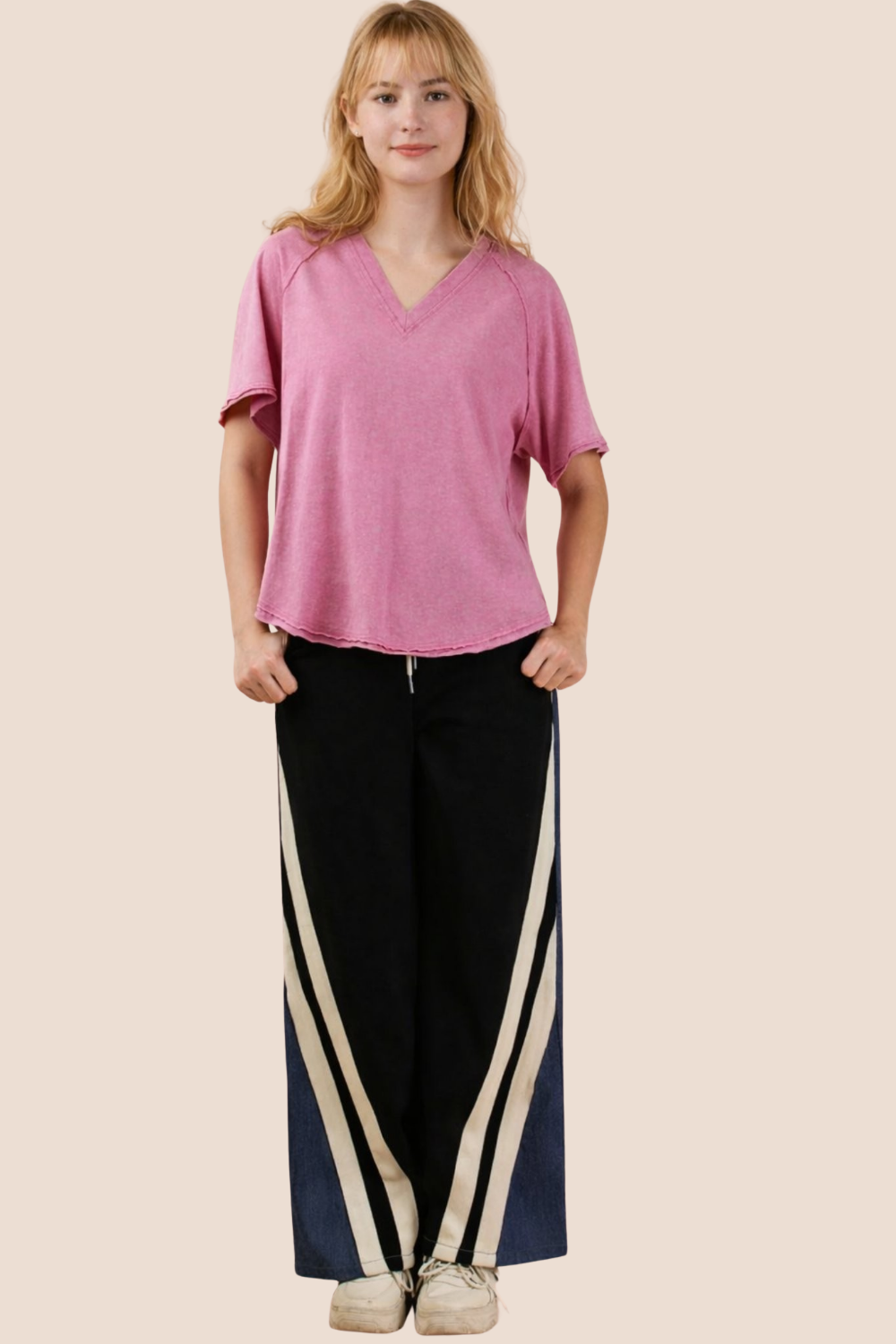 Sally V-Neck Mineral Washed Top