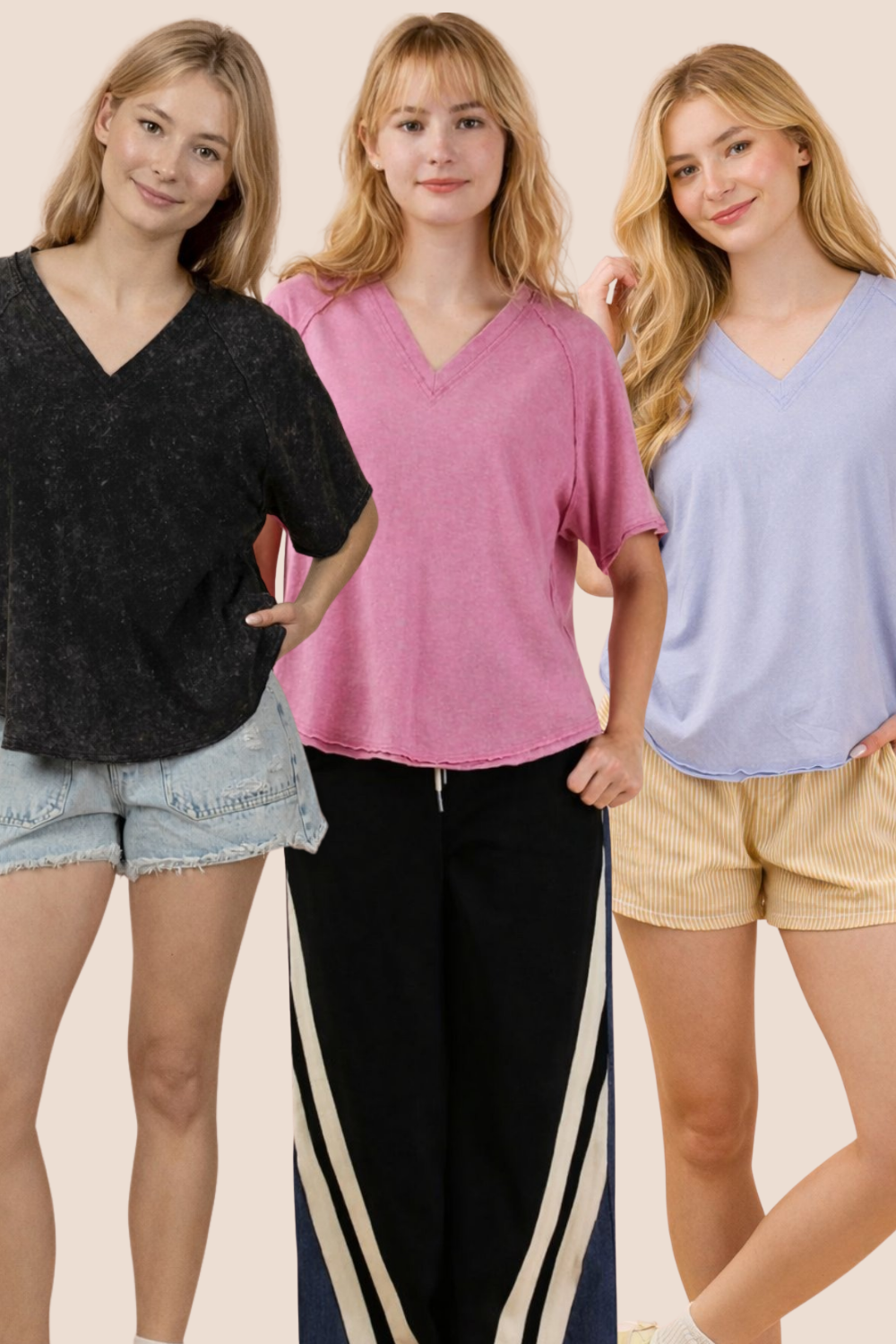 Sally V-Neck Mineral Washed Top