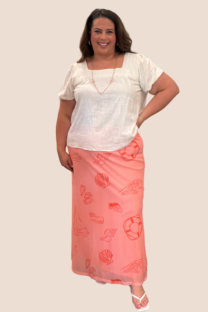 Darya Sea Print Midi Skirt