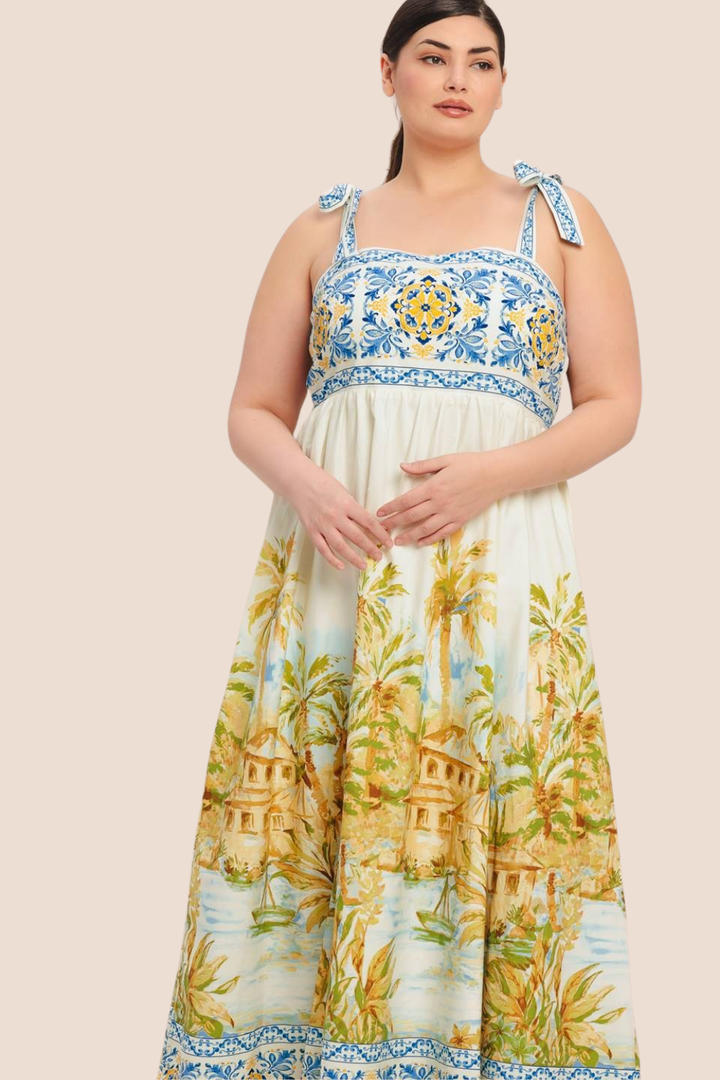 Sophia Printed Woven Midi Dress