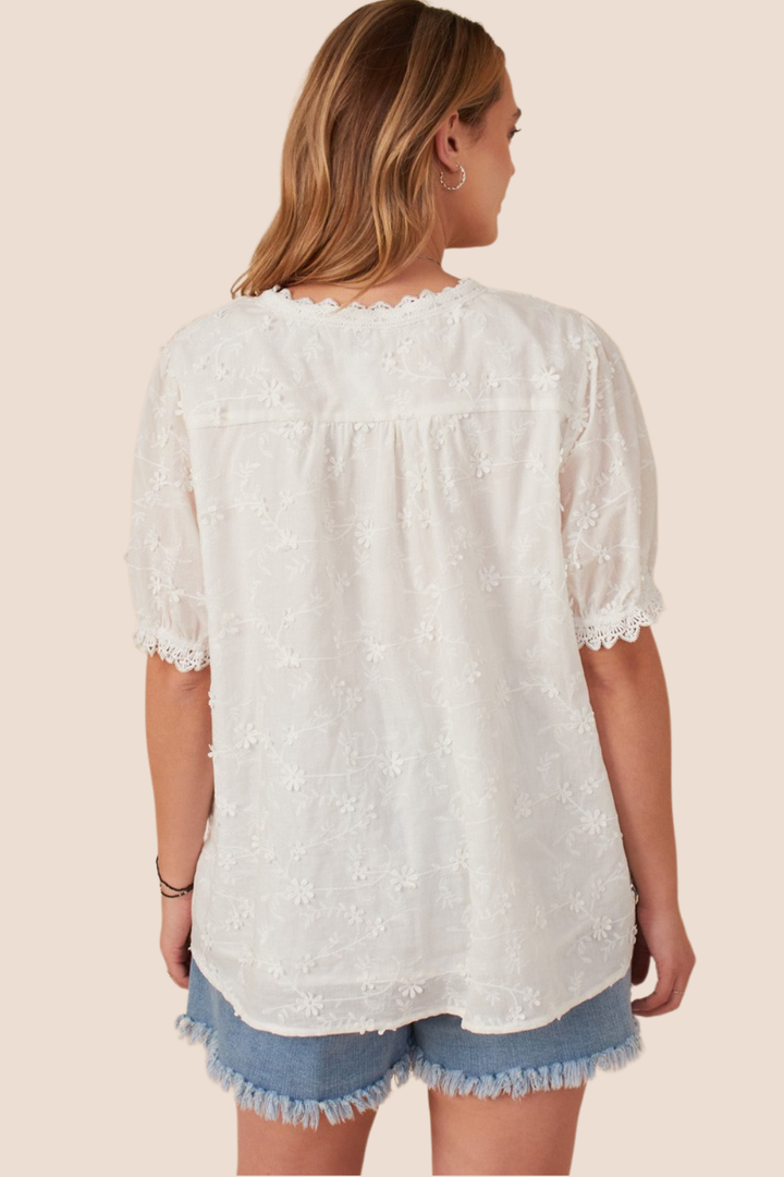 Teagan Floral Crochet Eyelet And Lace Blouse