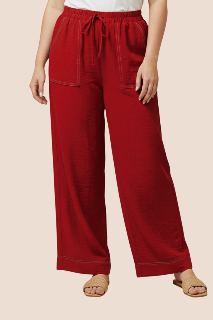 Camryn Contrast Stitch Detail Wide Leg Pants
