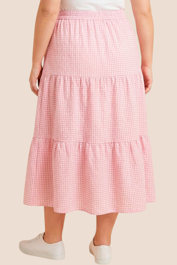 Joy Gingham Seersucker Maxi Skirt