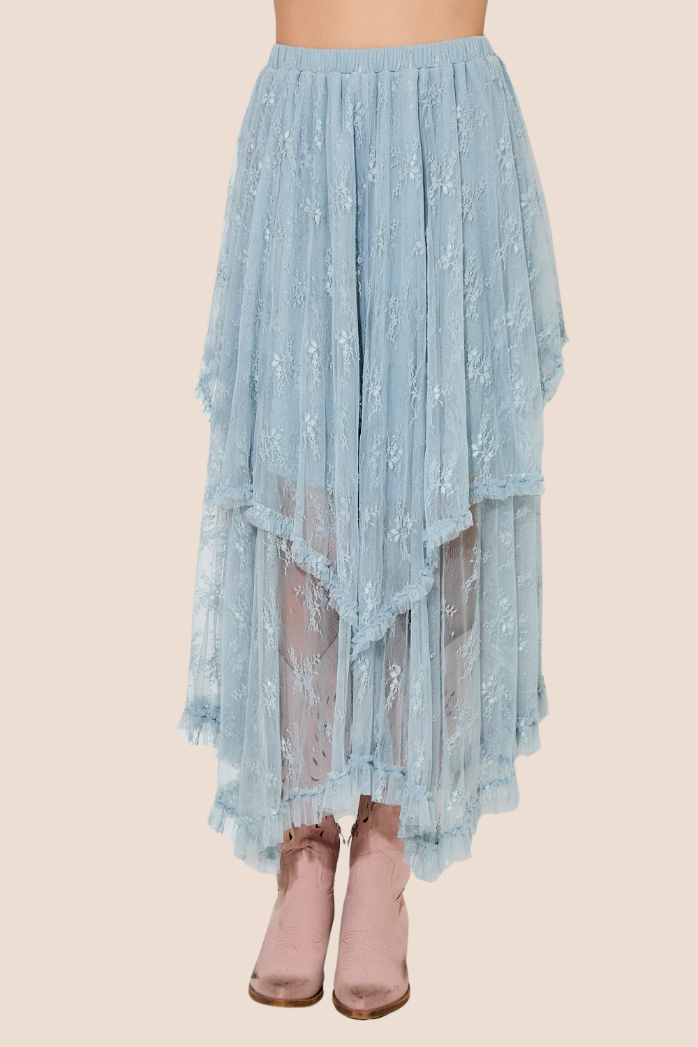 Rynlee Embellished Lace Hem Midi Skirt