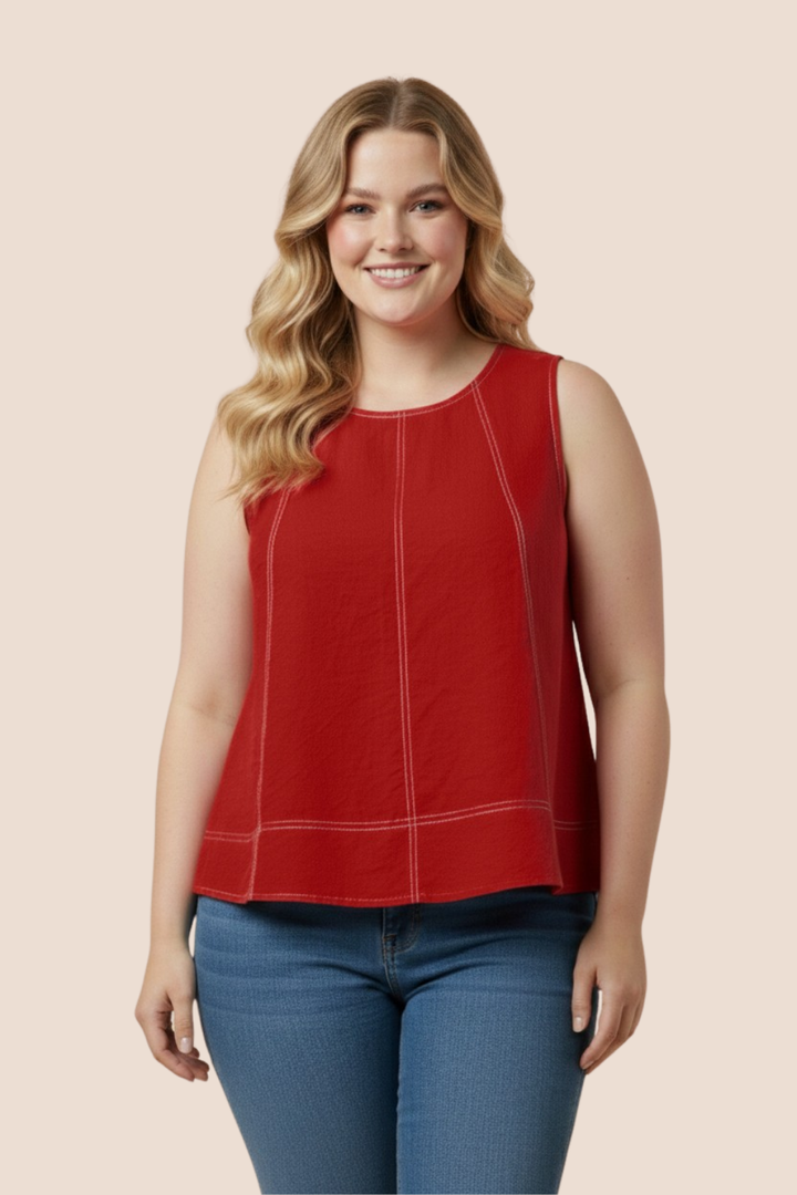 Camryn Contrast Stitch Detail Loose Tank Top