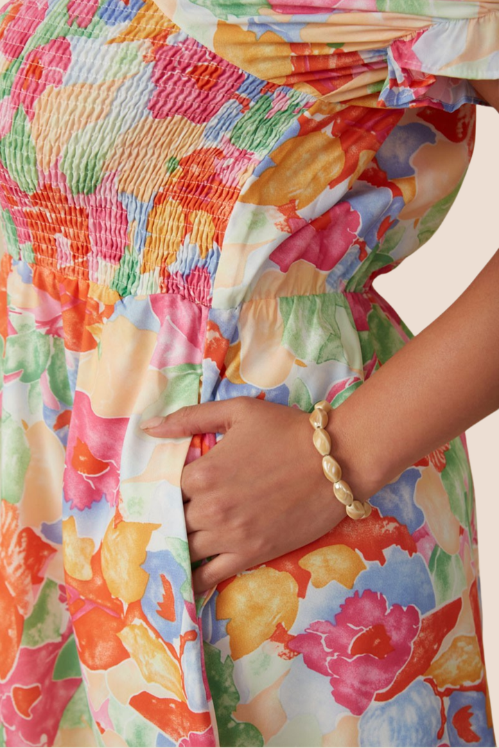 Reese Floral Smocked Square Neck Dress