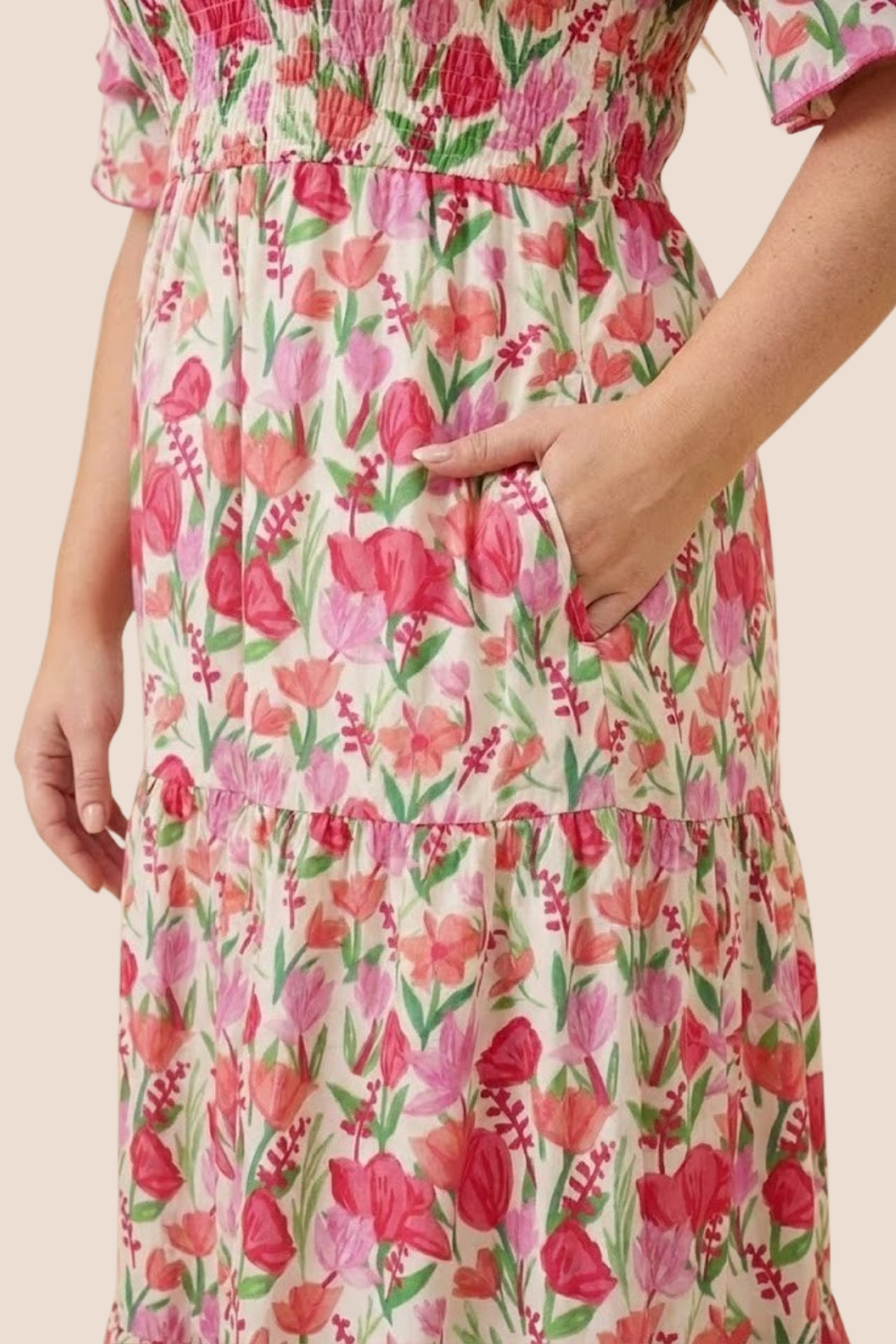 Sarah Tulip Puff Sleeve Midi Dress