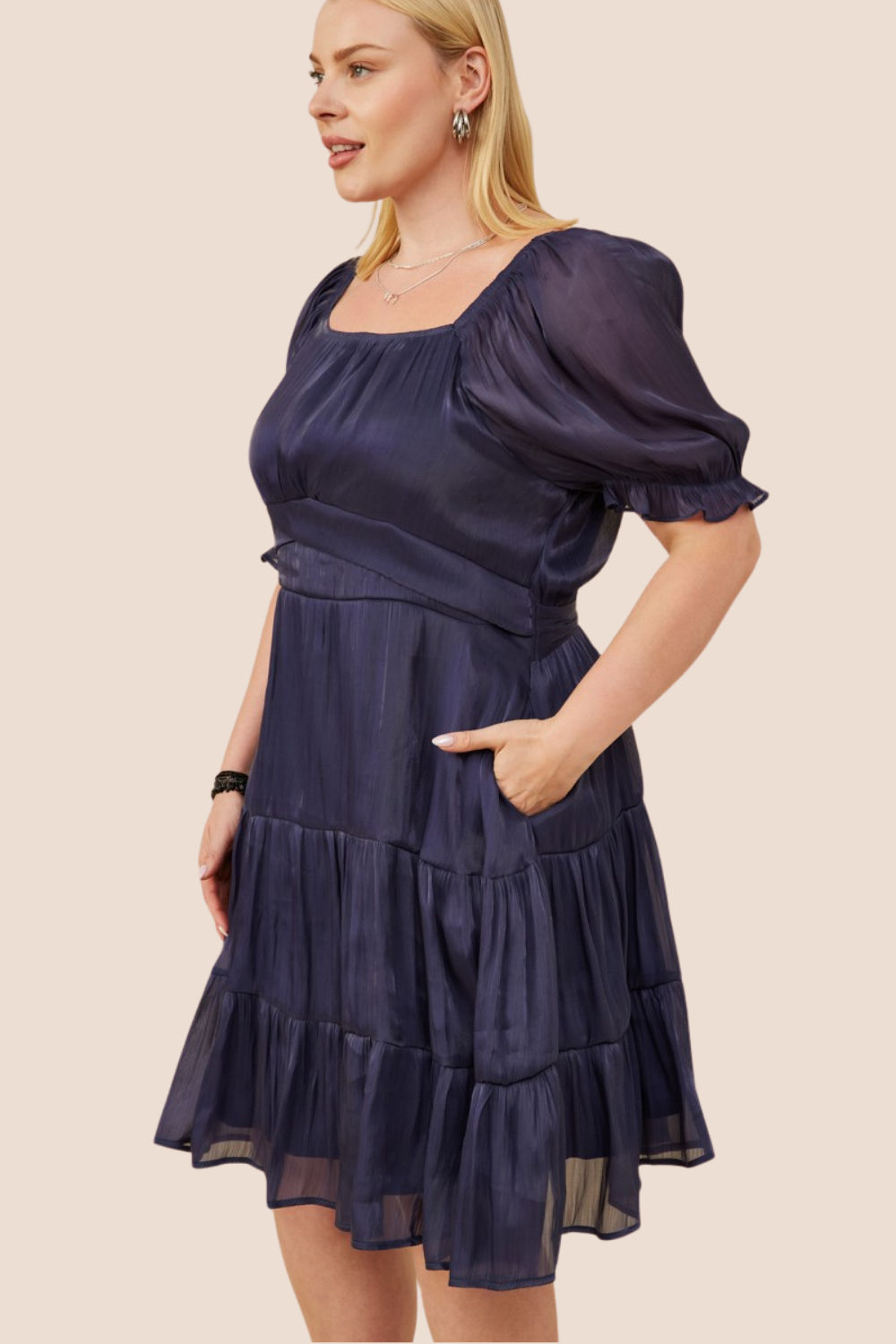 Myla Shimmer Puff Sleeve Short Dress