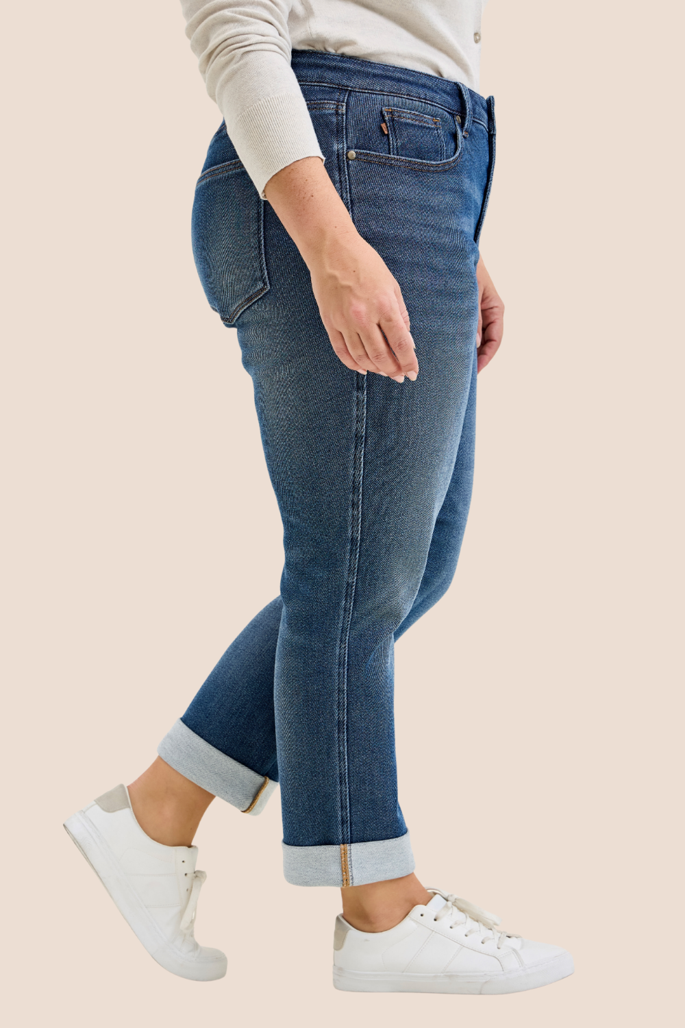 Billie Medium Rise Boyfriend Cozy Knit Dark Indigo Judy Blue Jeans