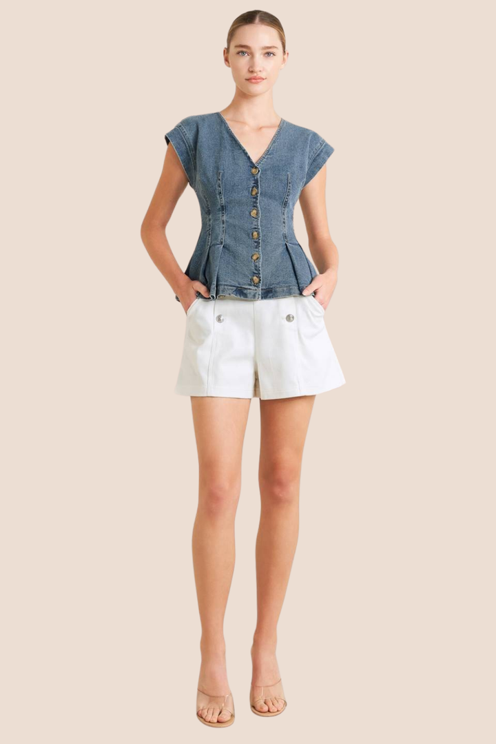 Remi Washed Denim Top