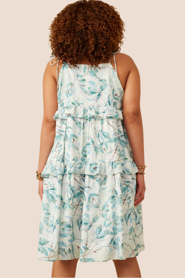 Brielle Crushed Satin Botanical Dress