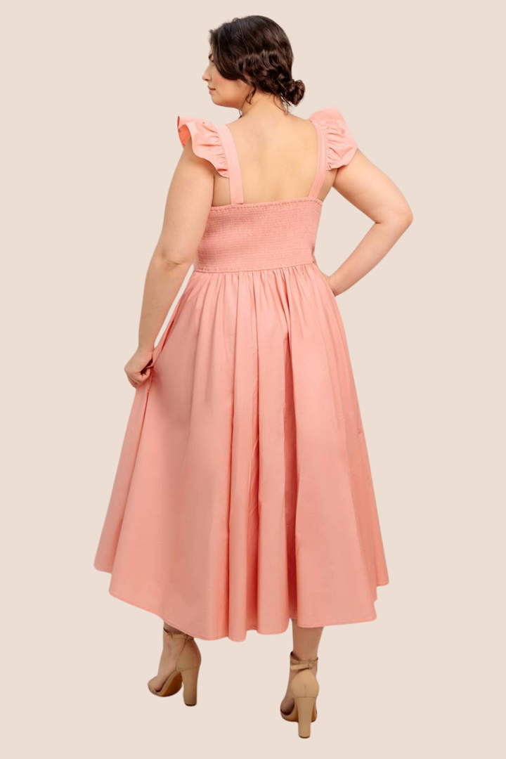 Ellie Midi Dress with Ruffle Sleeves