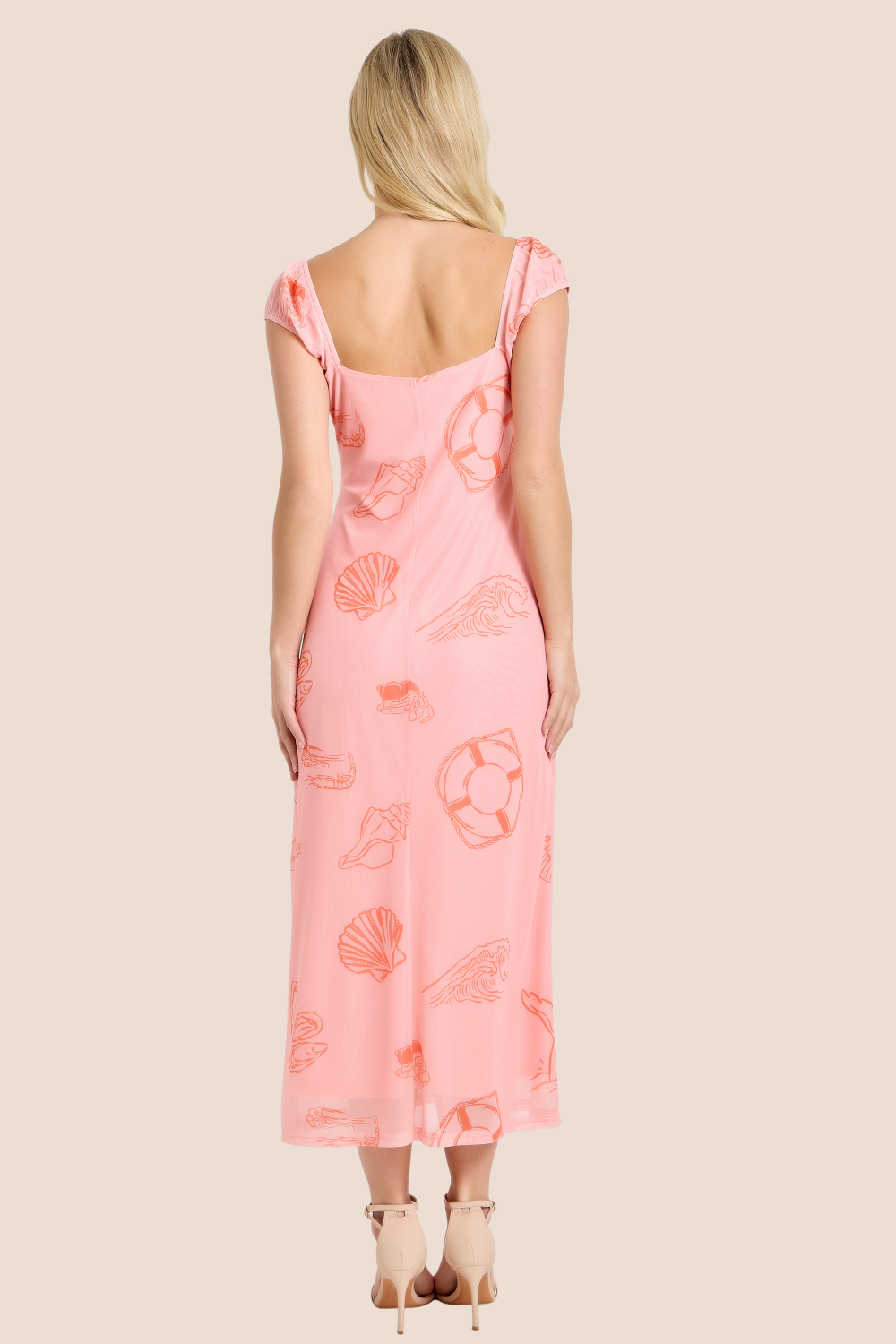 Moana Sea Print Square Neck Midi Dress