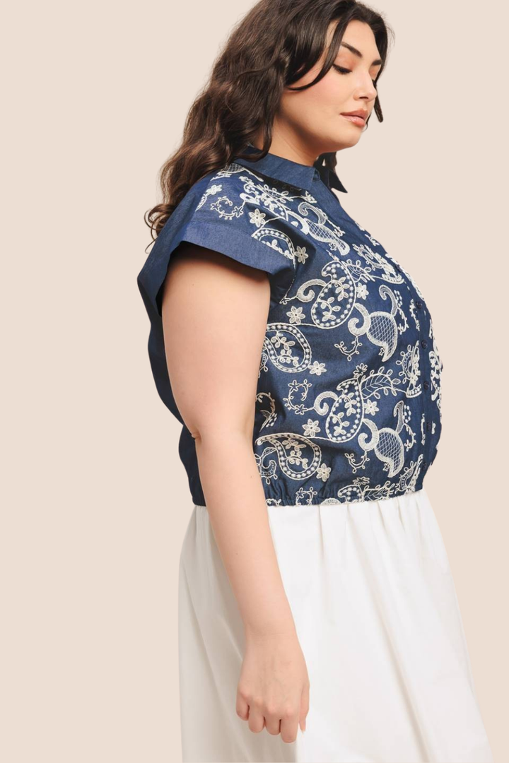 Juliette Embroidered Short Sleeve Top