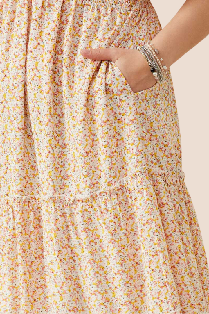 Milani Ditsy Floral Smocked Tiered Midi Dress