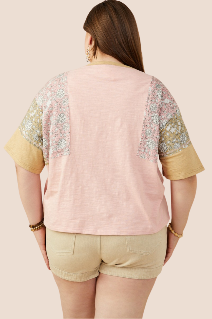 Angie Color Block Knit Short Sleeve Top