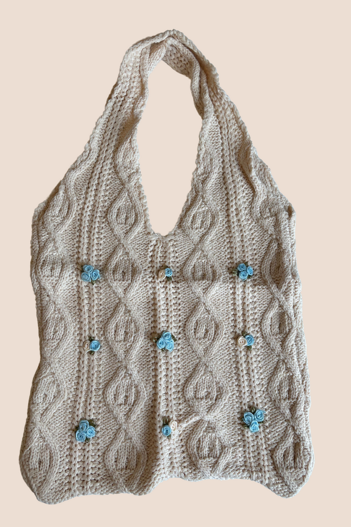 Dahlia Crochet Tote Bag with Flowers