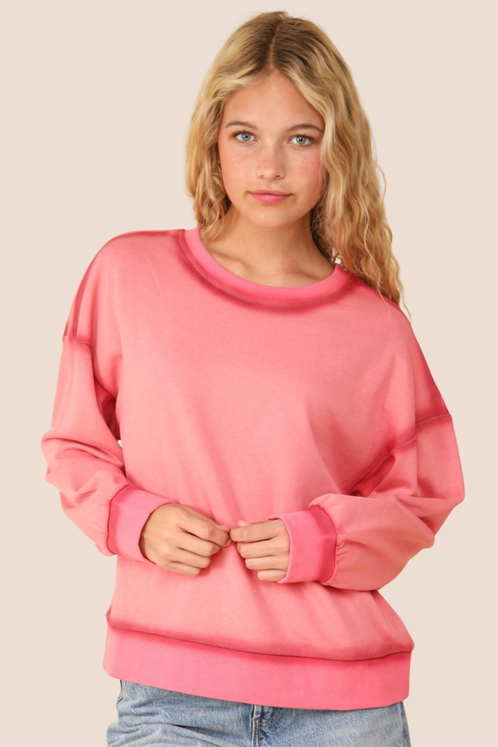 Nancy Mineral Wash Oversized Knit Top