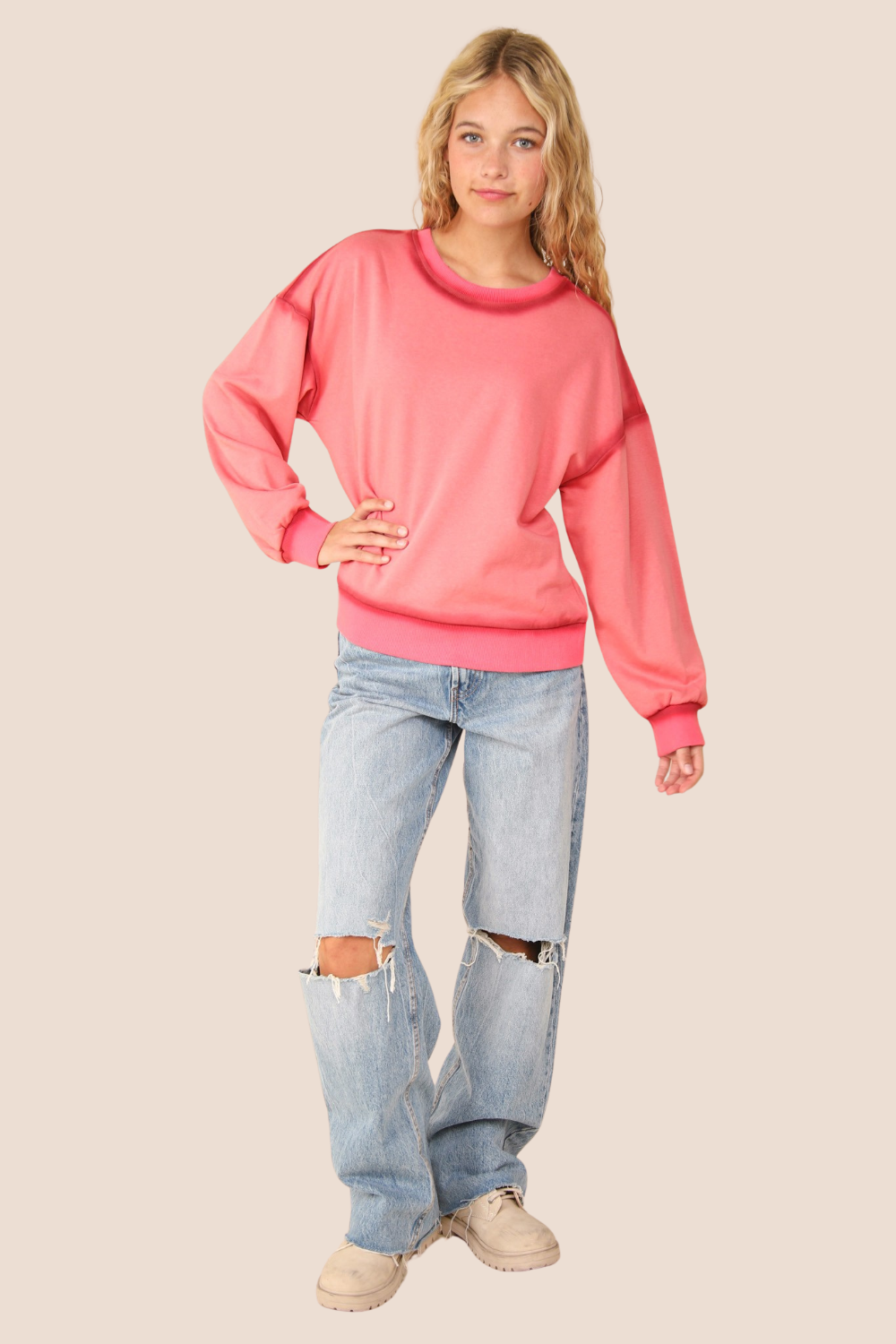 Nancy Mineral Wash Oversized Knit Top