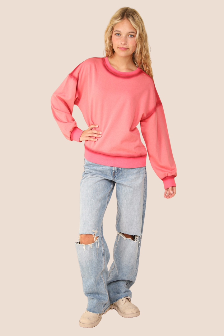 Nancy Mineral Wash Oversized Knit Top