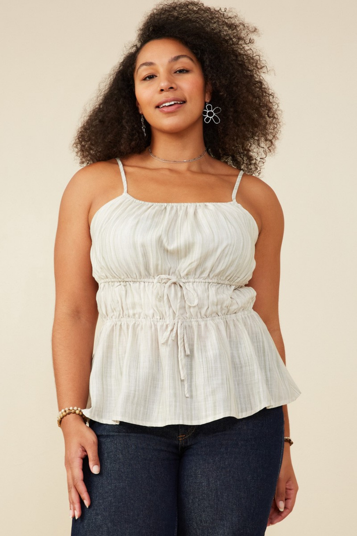 Lacey Tie Detail Peplum Cami in Green