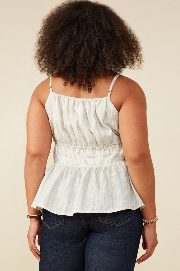 Lacey Tie Detail Peplum Cami in Green