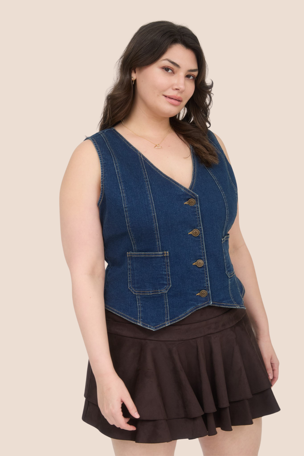 Bonnie V-Neck Sleeveless Denim Vest