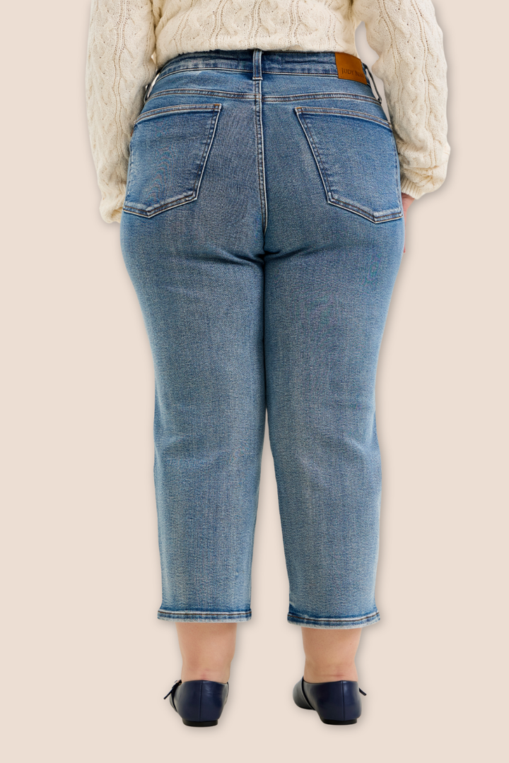 Peggy Petite High Waisted Tummy Control Ankle Straight Judy Blue Jeans
