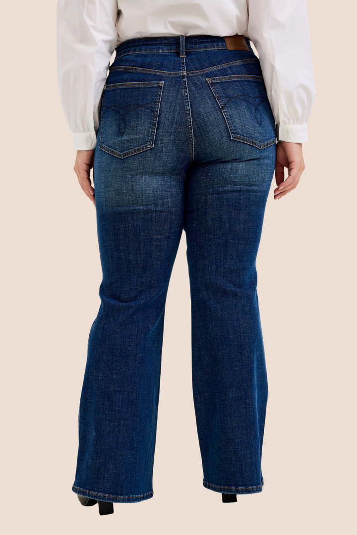 Charlotte High Waisted Tummy Control Flare Dark Wash Judy Blue Jeans