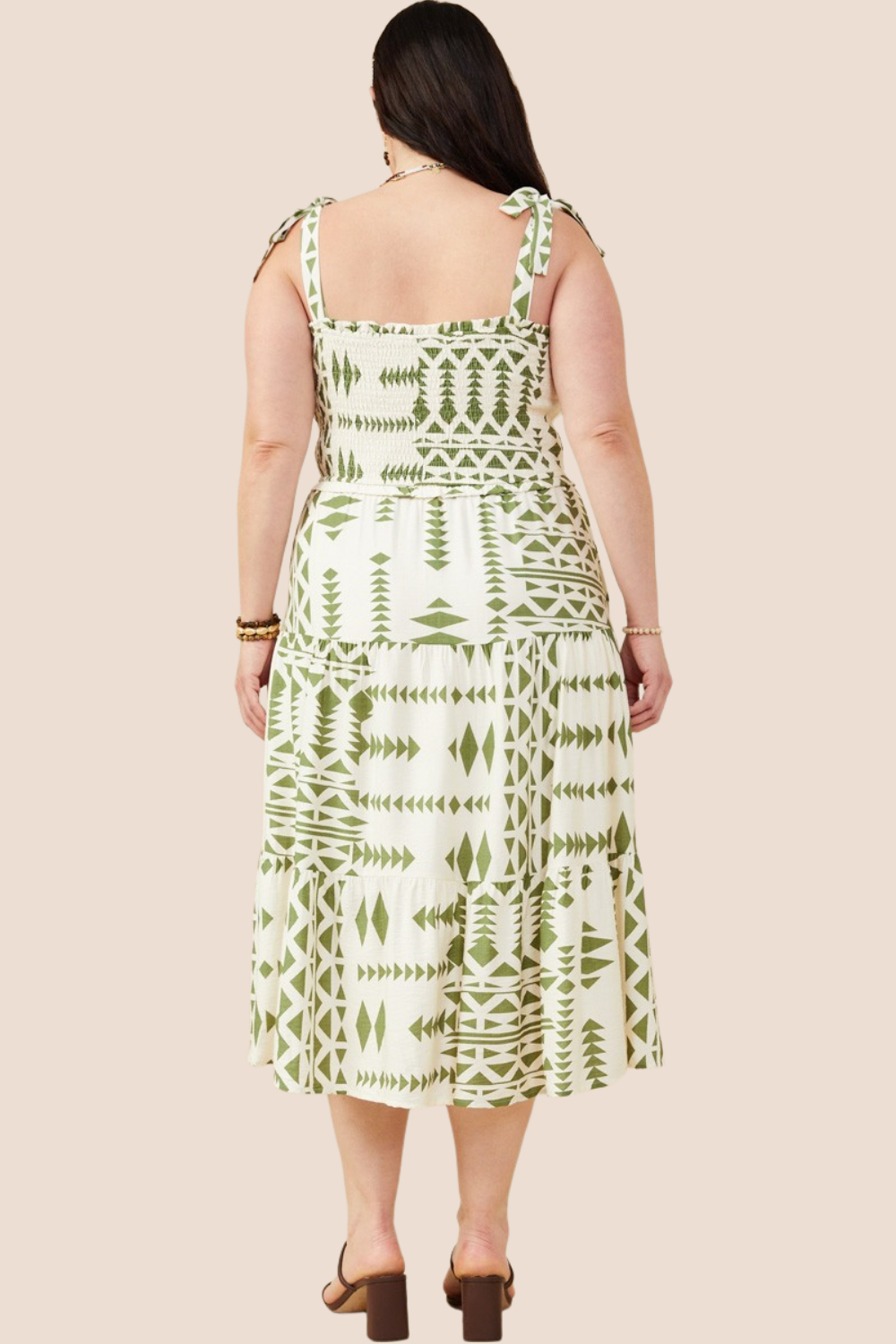 Marley Tie Shoulder Geometric Print Midi Dress
