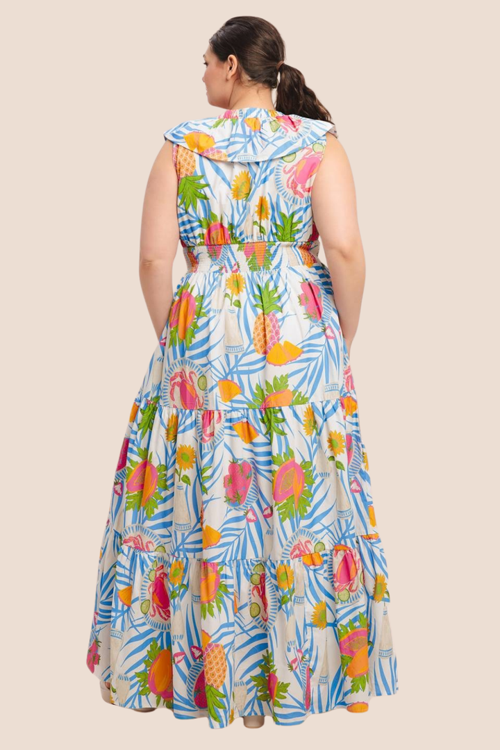 Kaylee Tropical Print Maxi Dress