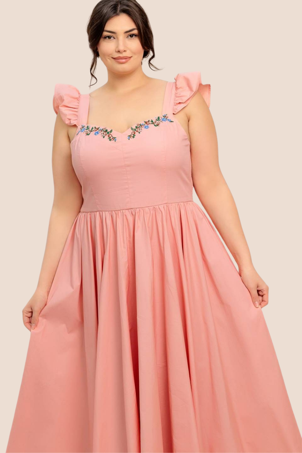 Ellie Midi Dress with Ruffle Sleeves