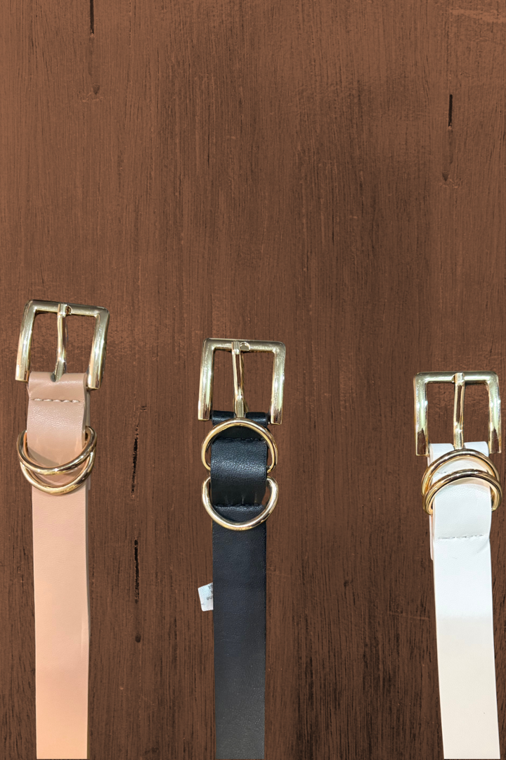 Basic Skinny Belt with Square Gold Hardware - FINAL SALE