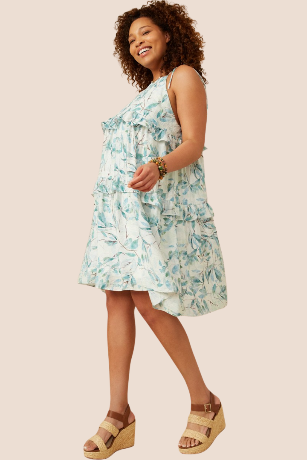 Brielle Crushed Satin Botanical Dress