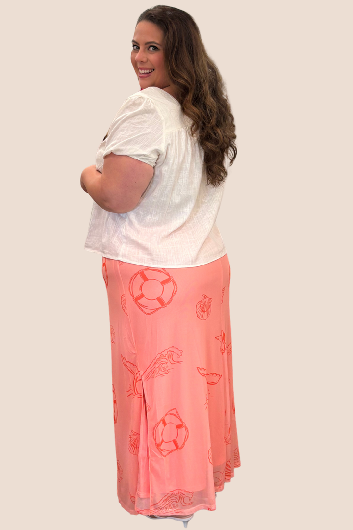 Darya Sea Print Midi Skirt