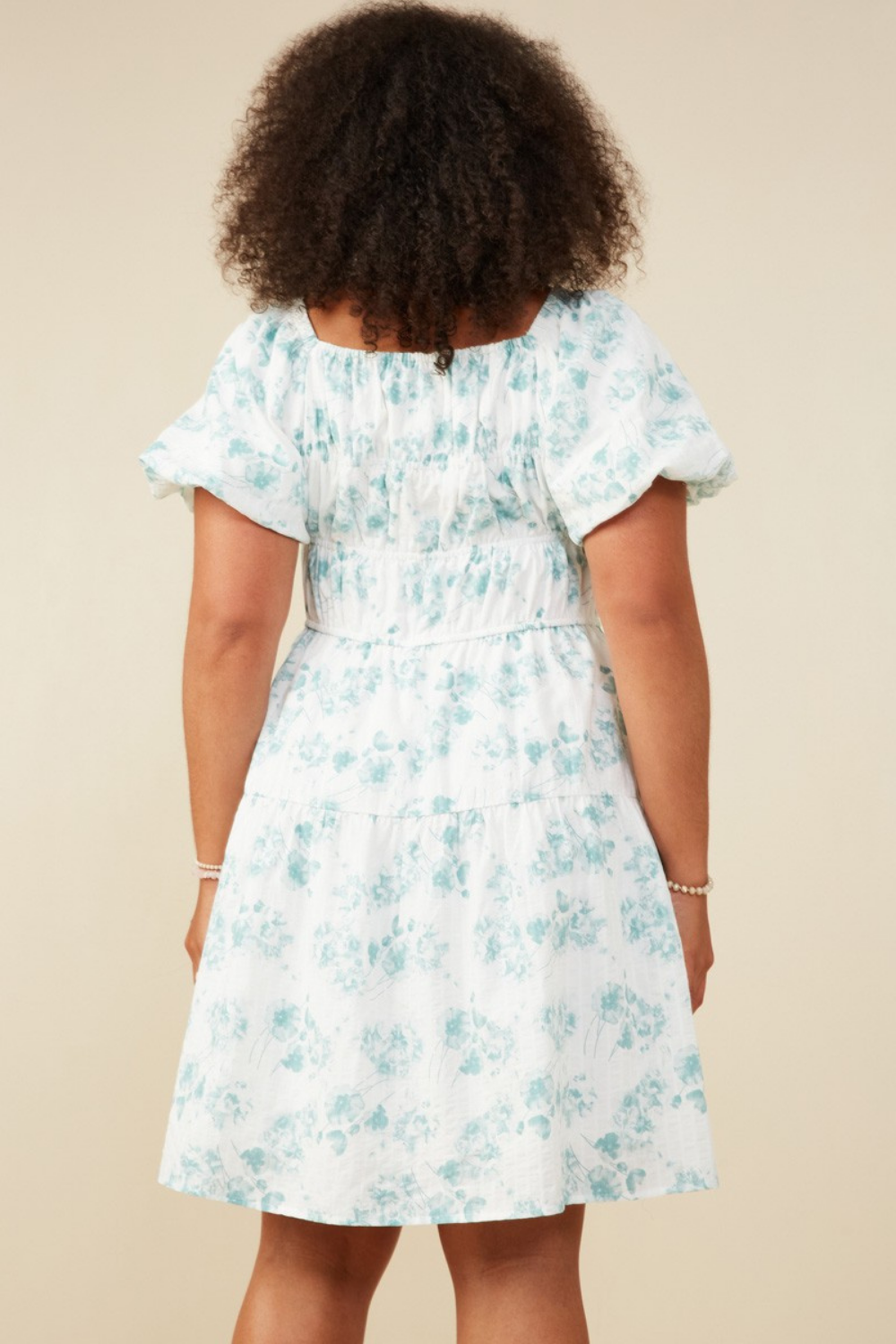 Lexi Short Sleeve Textured Floral Dress in White