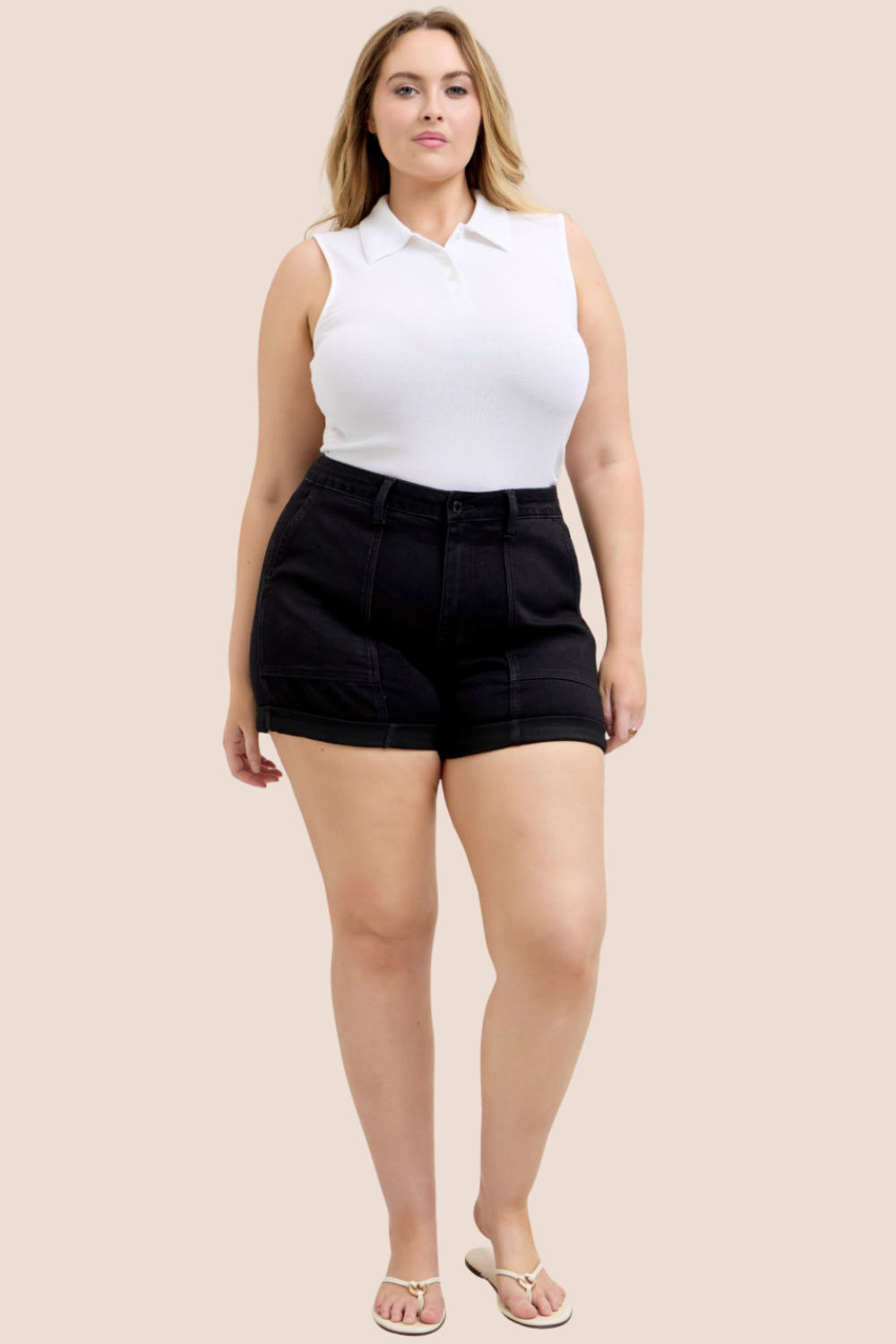 Elena High Waisted Double Rolled Cuff Judy Blue Shorts