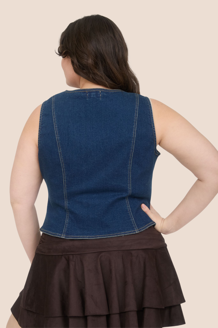 Bonnie V-Neck Sleeveless Denim Vest