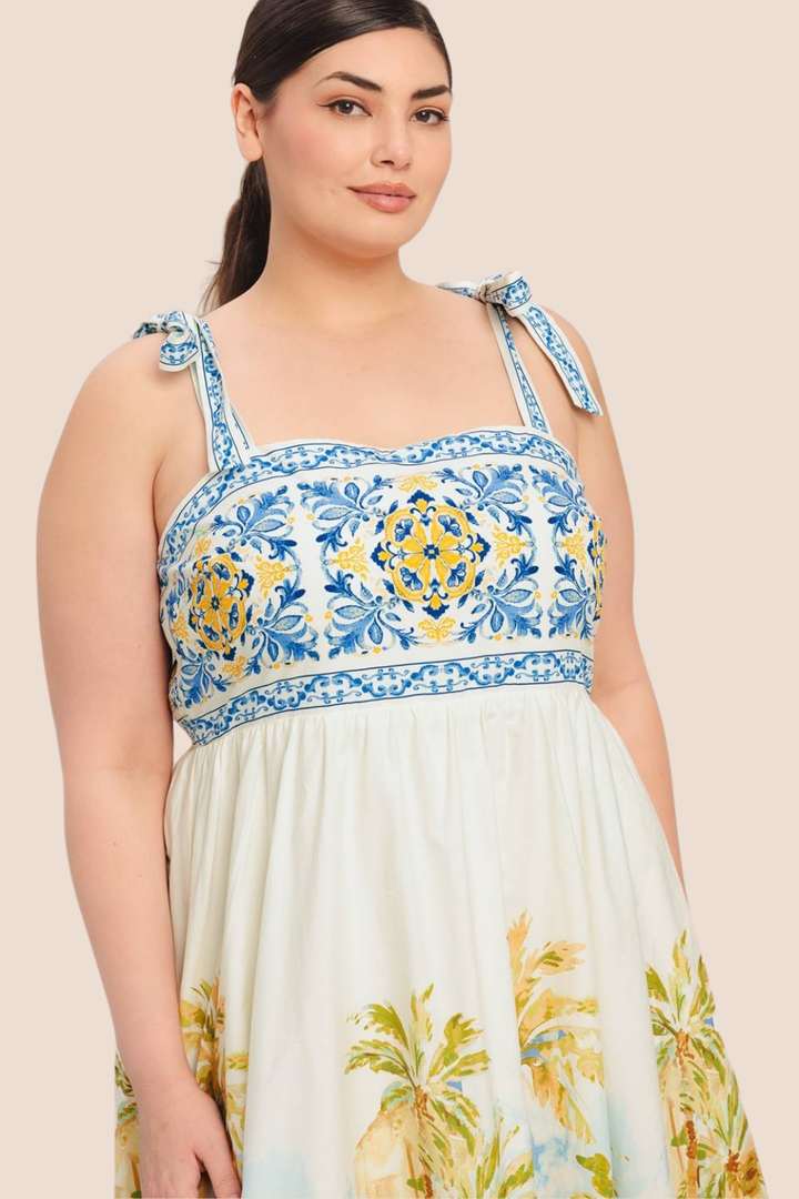 Sophia Printed Woven Midi Dress