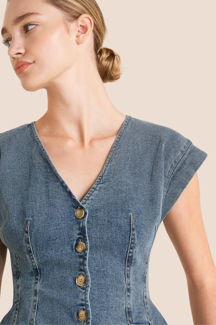 Remi Washed Denim Top
