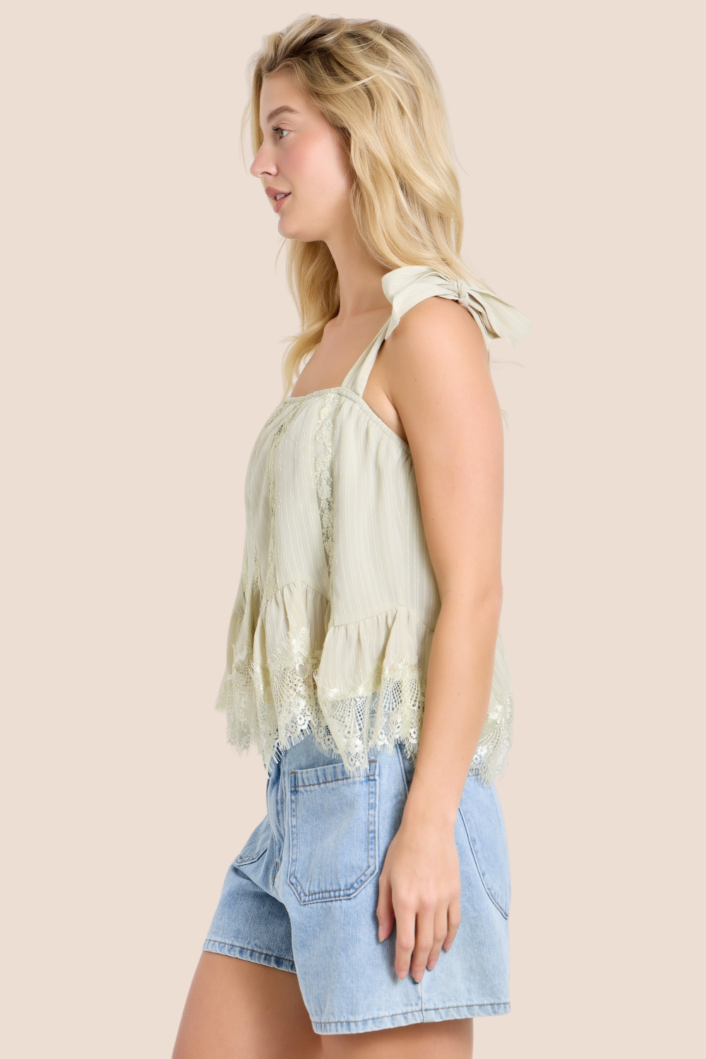 Esme Tie Shoulder Lace Tank Top