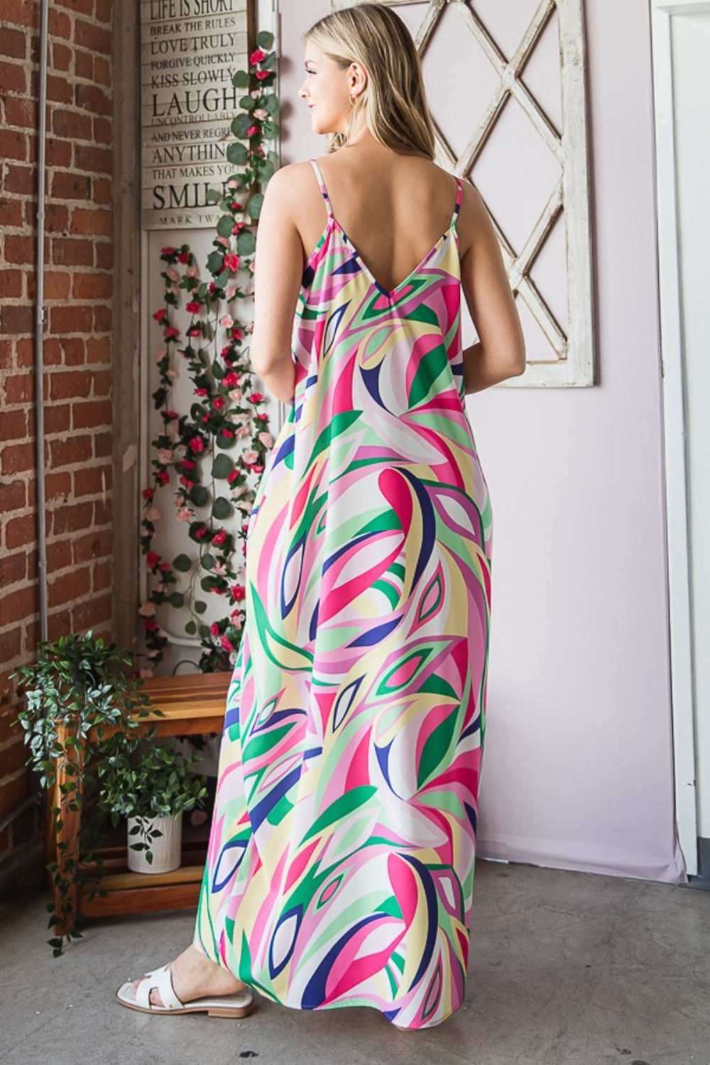 Eliza Spaghetti Strap Maxi Dress in Fuschia