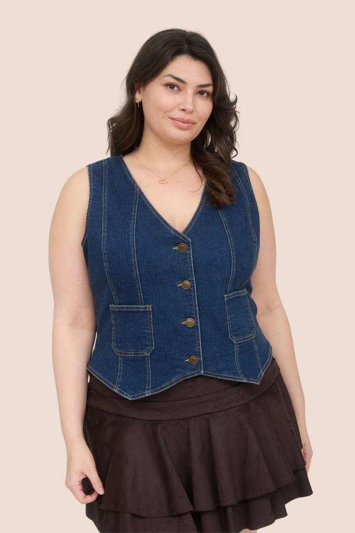 Bonnie V-Neck Sleeveless Denim Vest