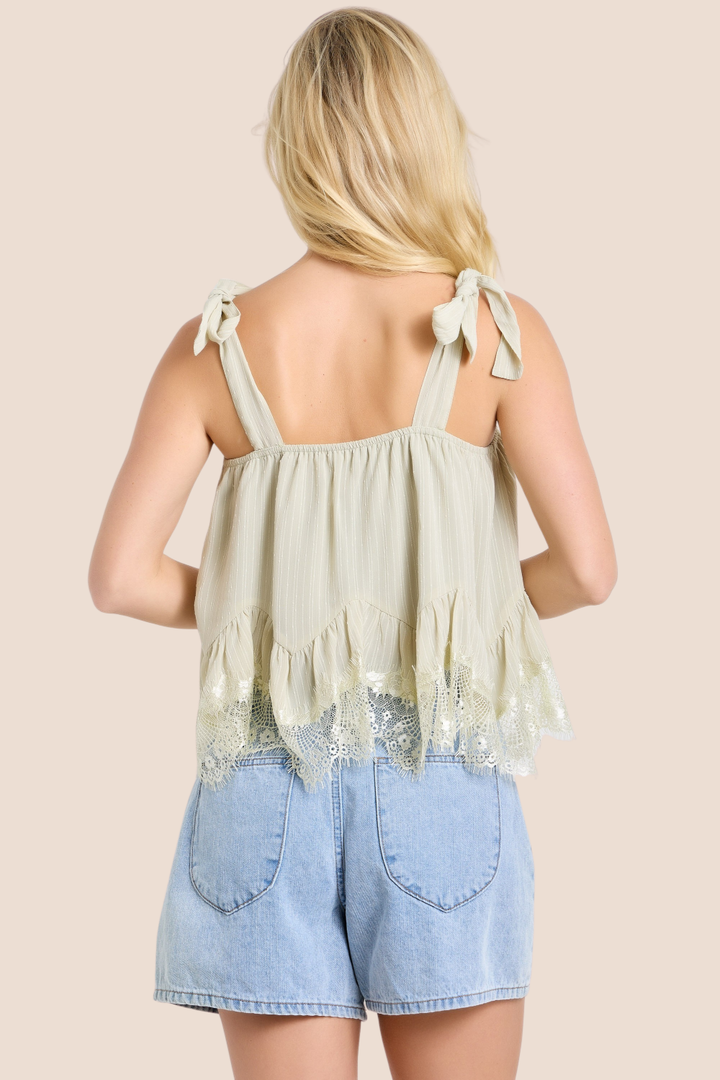 Esme Tie Shoulder Lace Tank Top