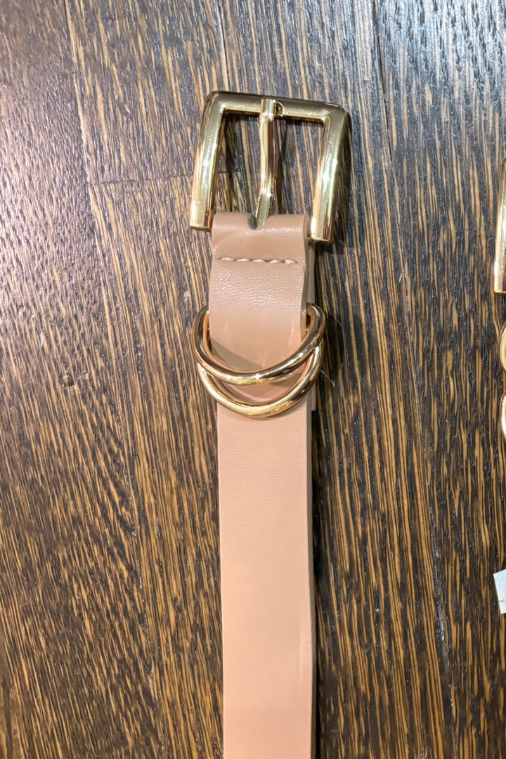 Basic Skinny Belt with Square Gold Hardware - FINAL SALE