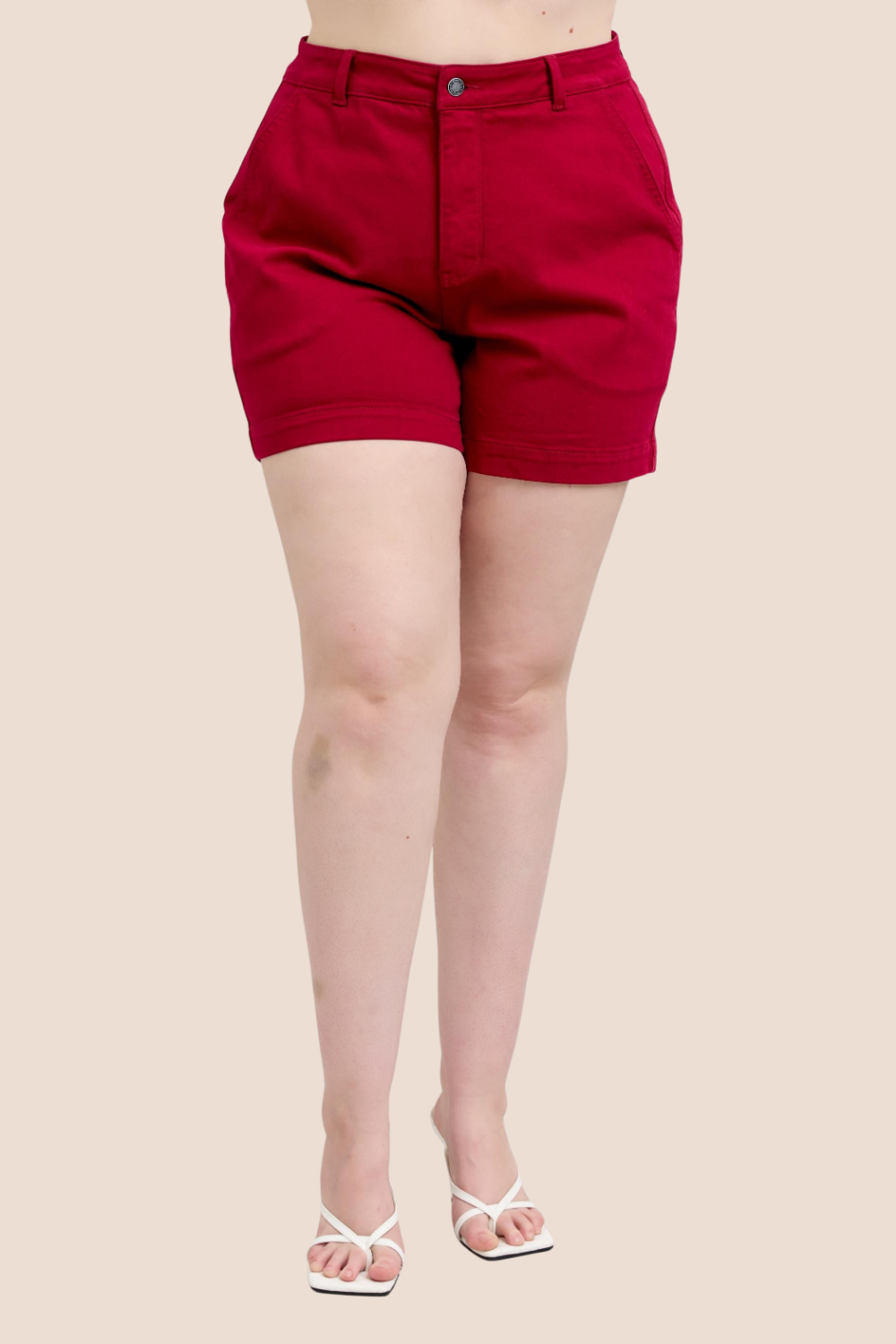 Cupid High Waisted Tummy Control Garment Dyed Heart Shaped Pocket Judy Blue Trouser Shorts (Online Exclusive)