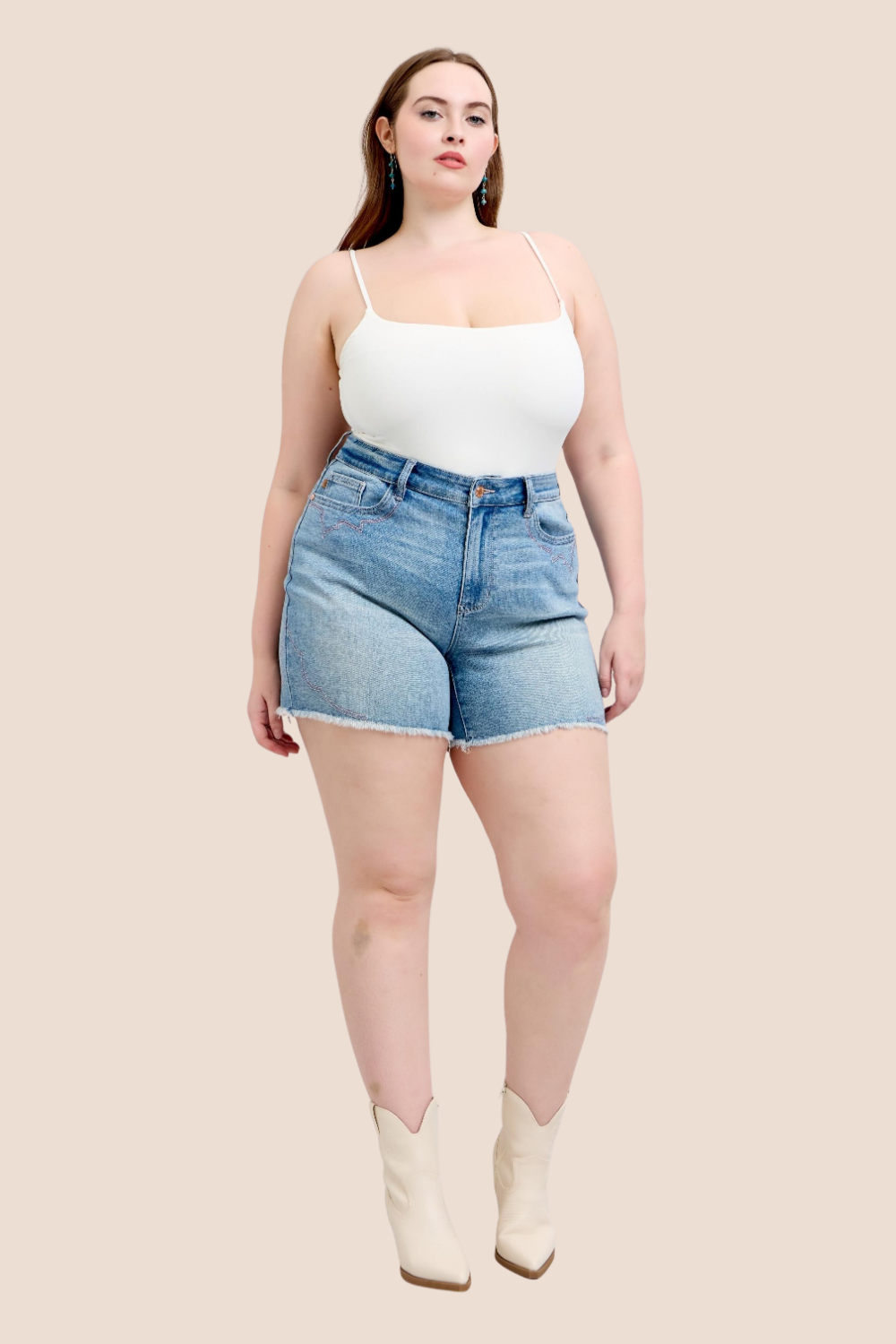 Miley High Waisted Western Embroidery Detail Cut Off Judy Blue Shorts (Online Exclusive)